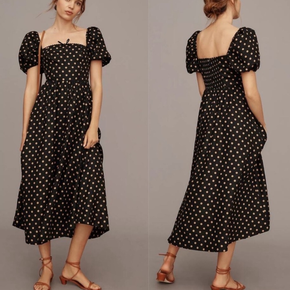 Reformation Marella Polka Dot Linen Dress Size 4 - Picture 1 of 11